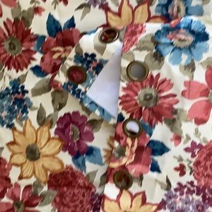Multi color curtains cream background 108 in grommets to hang  to sold as two